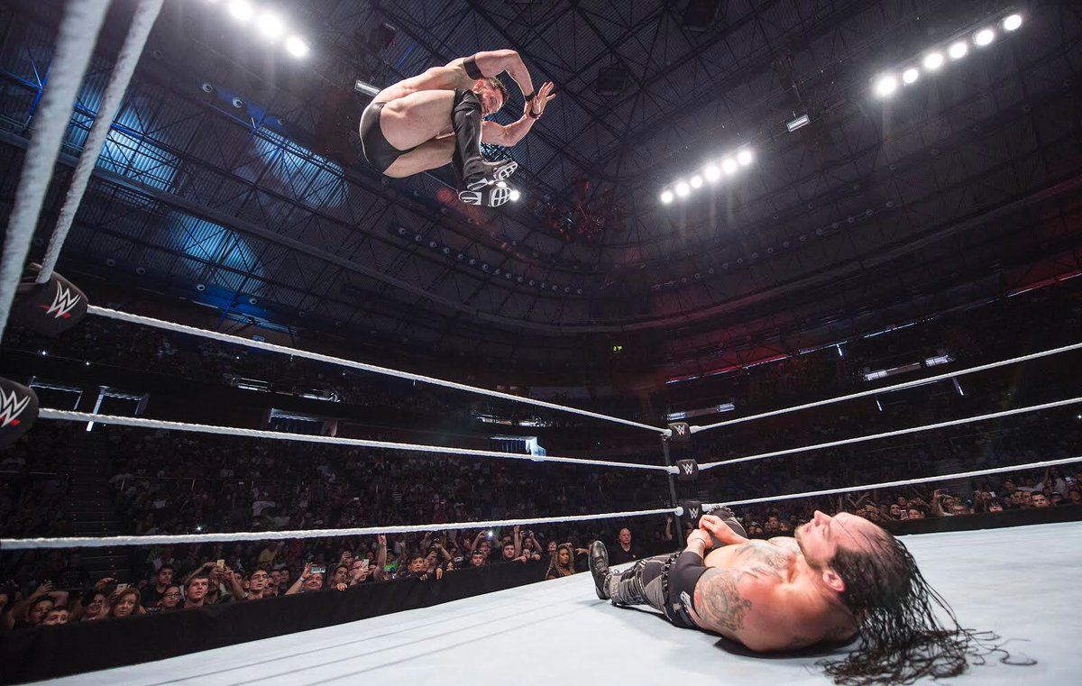 WWE Finn Balor Delivering A Coup De Grace To Baron Corbin