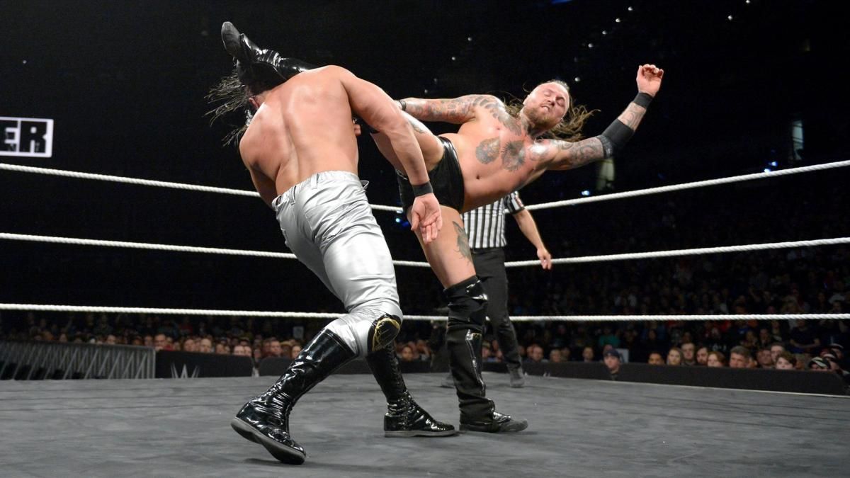 WWE Aleister Black Delivering Black Mass To Andrade