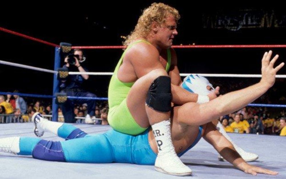 Mr. Perfect vs. Owen Hart (as The Blue Blazer) at WrestleMania V