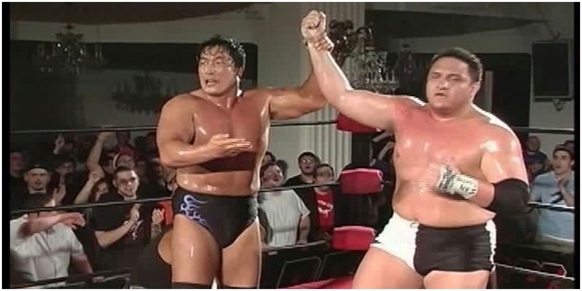 ROH Kenta Kobashi Holding Up Samoa Joe's Arm