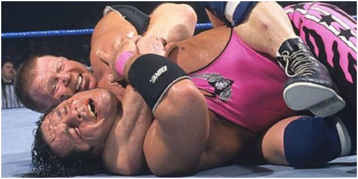 WWE Bob Backlund Holding Bret Hart In A Submission
