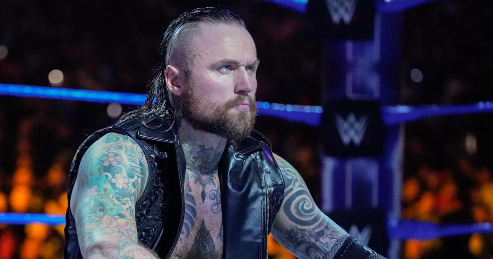 Aleister Black poses in the ring