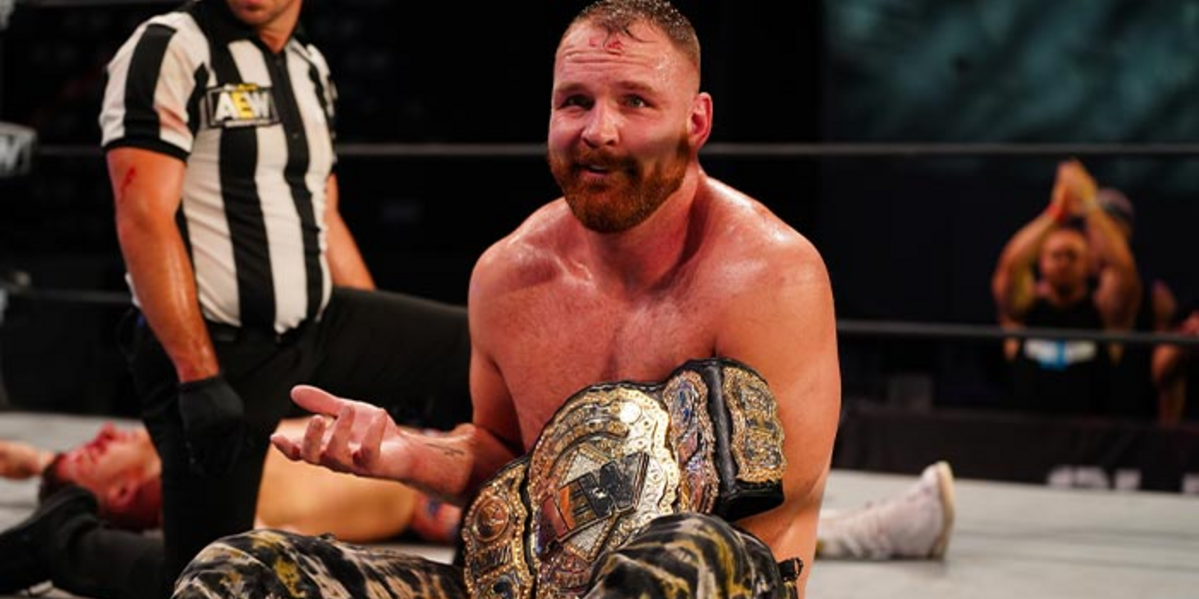 Jon Moxley shrugs with AEW Title as MJF is out