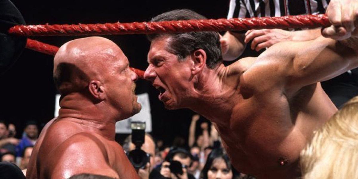 Mr McMahon fighting Stone Cold in WWE