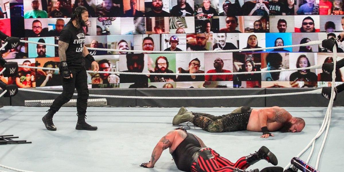 Roman Reigns versus Braun Strowman versus The Fiend at Payback