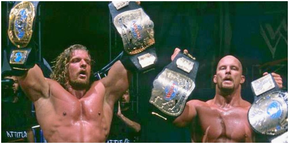 Steve Austin and Triple H tag team champions