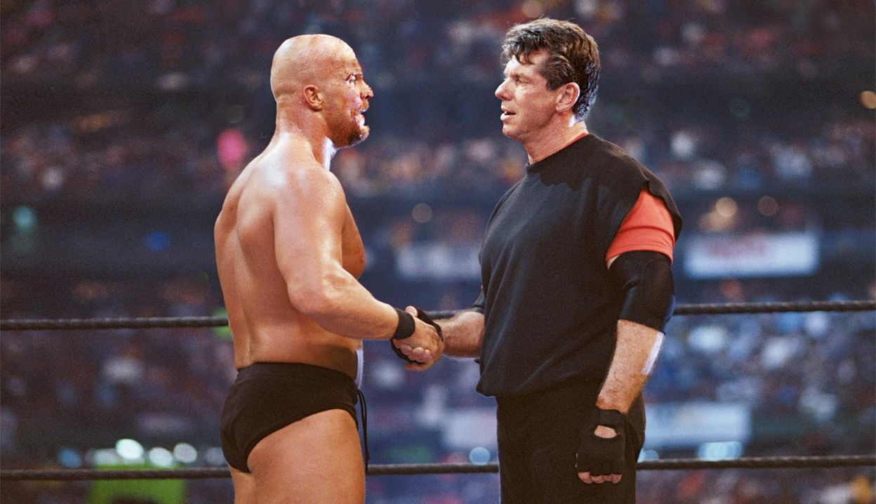 Steve Austin and Vince McMahon at WrestleMania 17