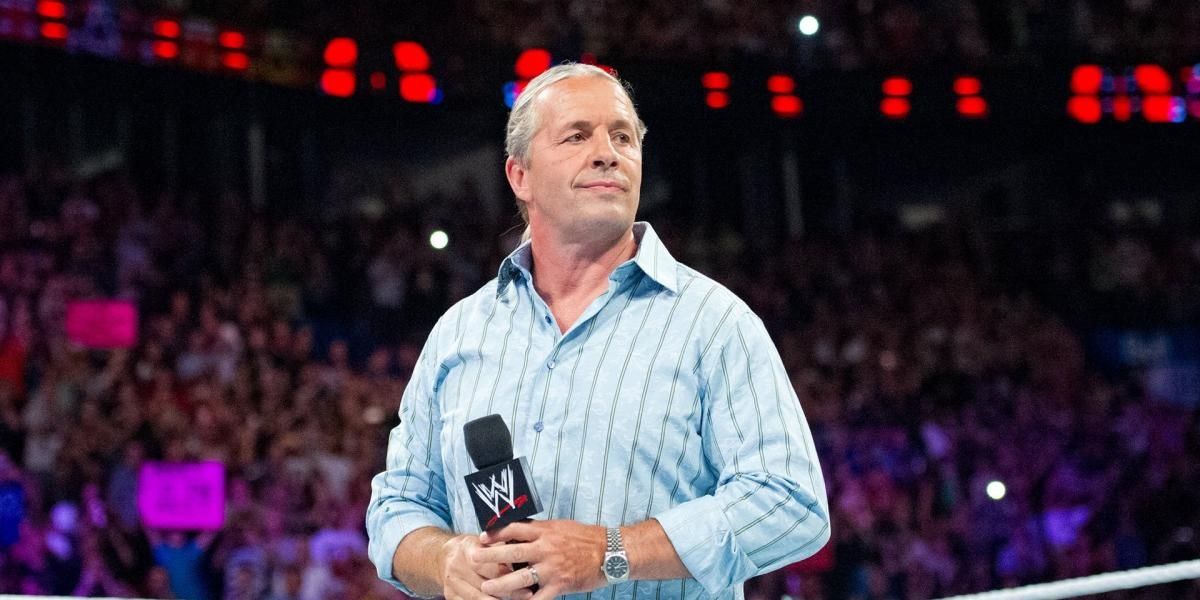 Bret Hart with a microphone