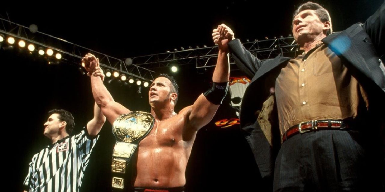 The Rock wins the WWE Championship