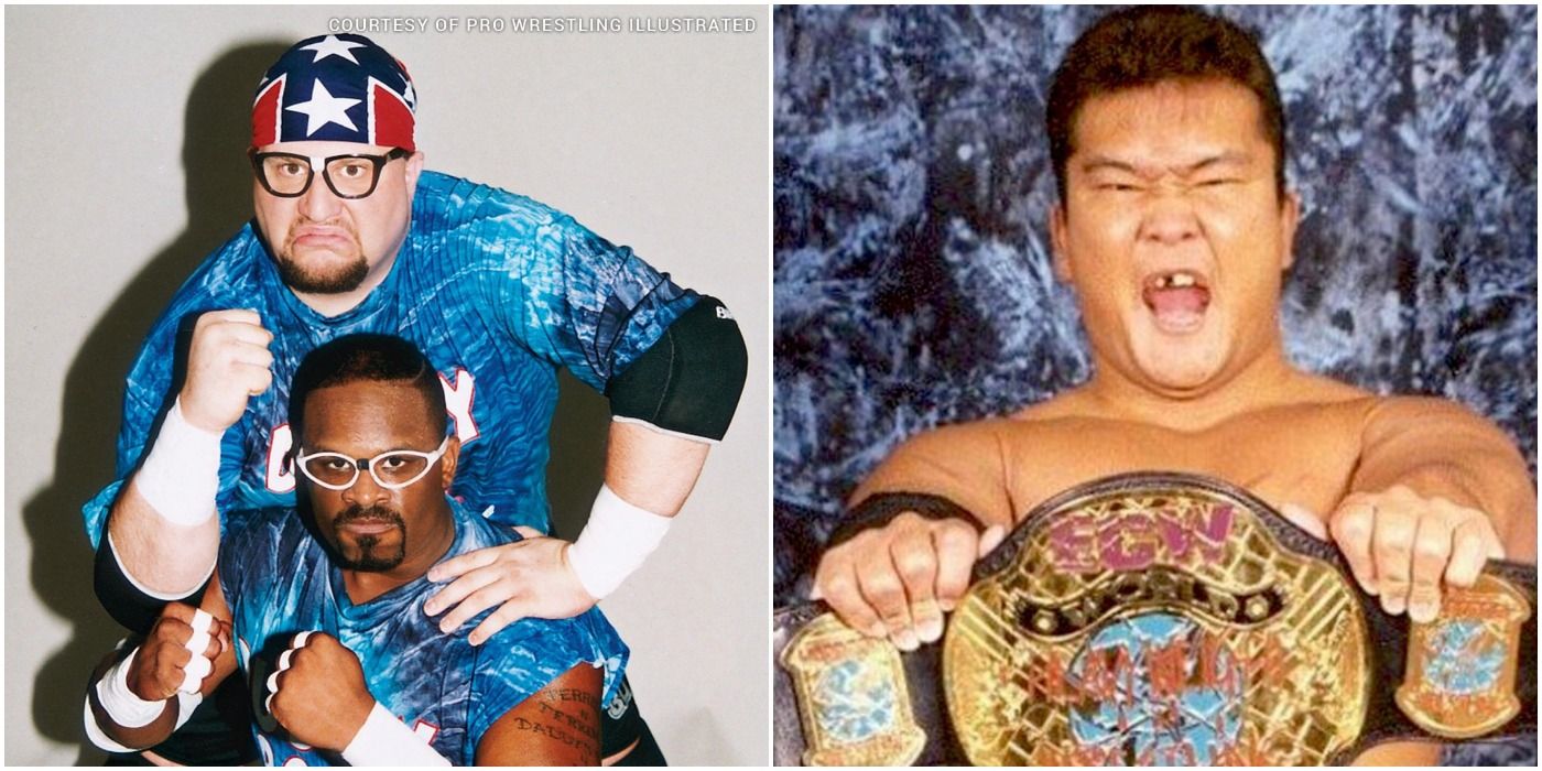 The Dudley Boys and Masato Tanaka as ECW champs