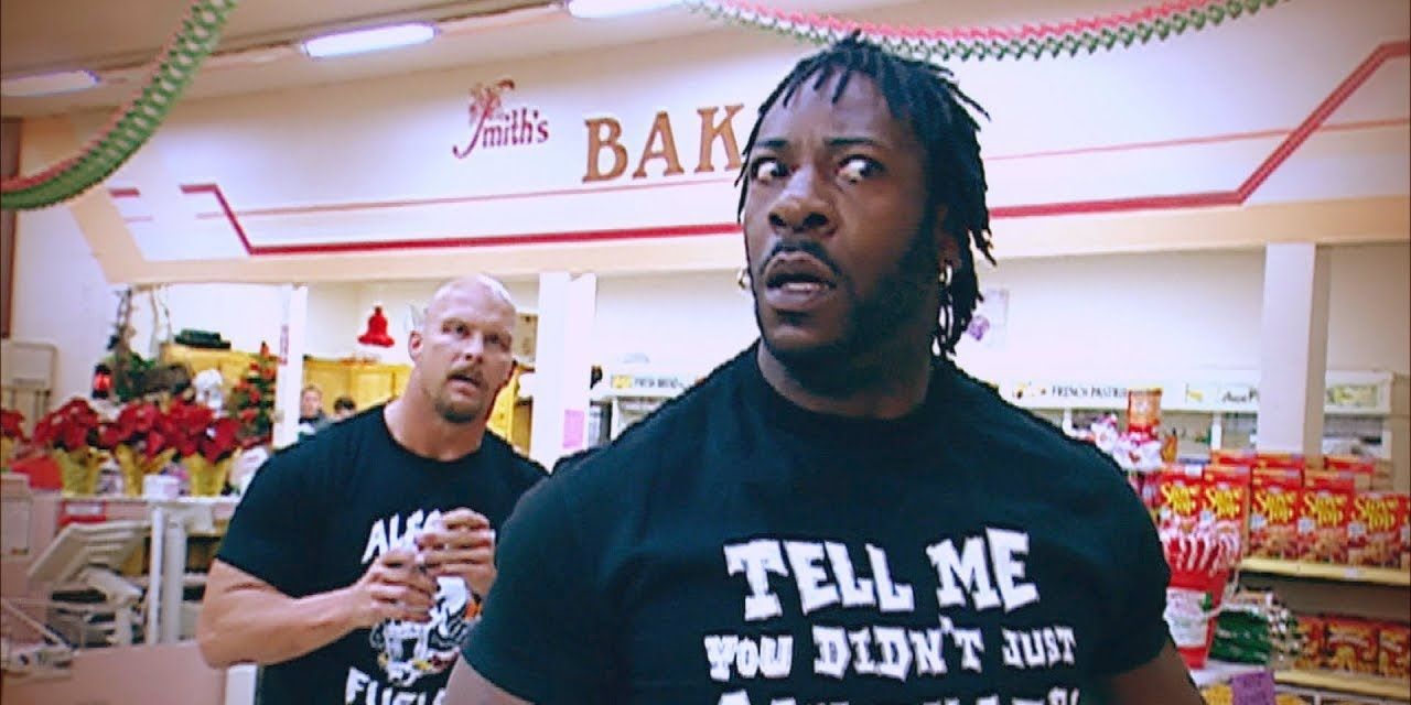 Booker T and Steve Austin grocery store