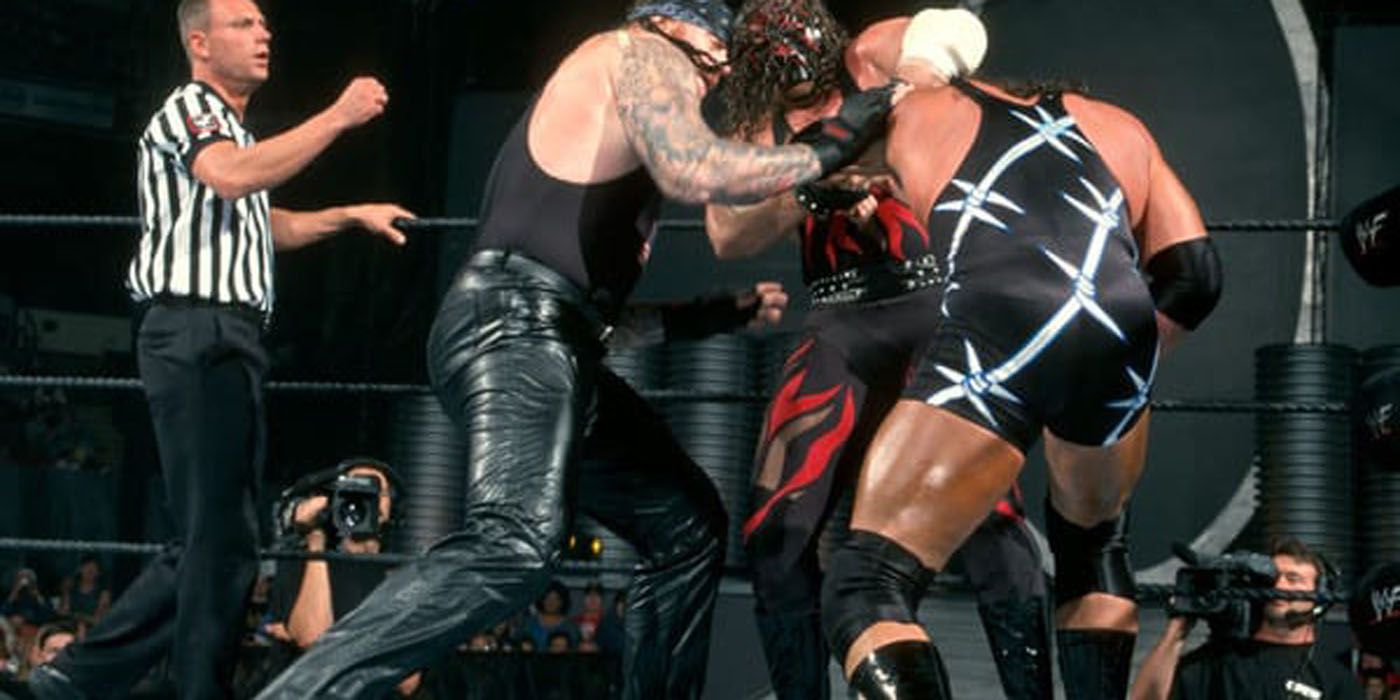 Kane and Undertaker battling KroniK in WWE.