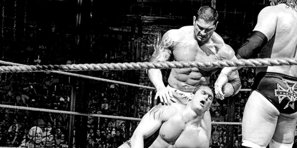 Blading in the Batista vs. Randy Orton match