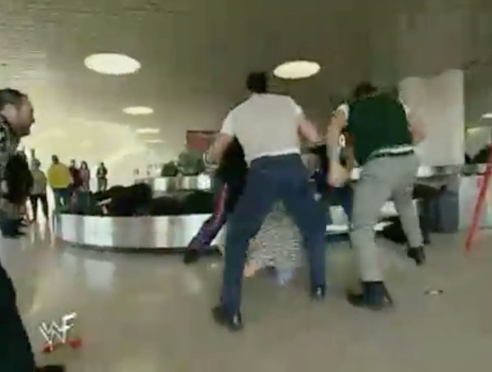 Crash Holly defends the Hardcore Title at an airport