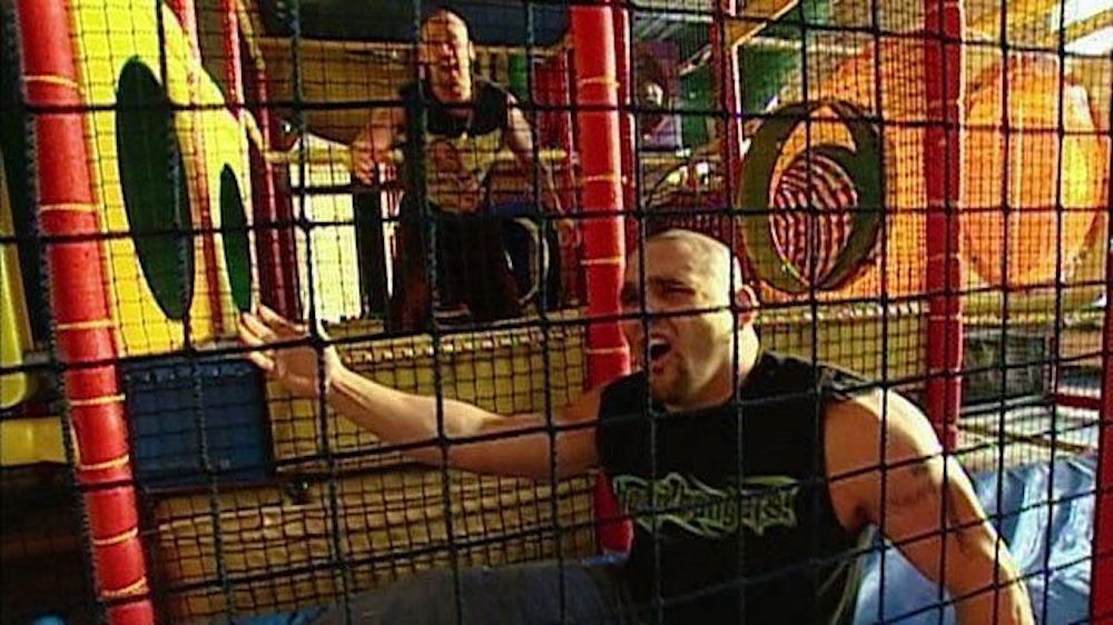 The Headbangers challenge Crash Holly for the Hardcore Title at a playground