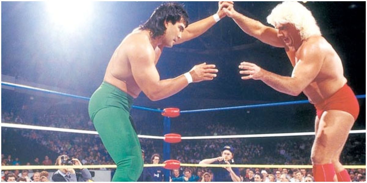 WCW Ricky Steamboat Tying Up With Ric Flair