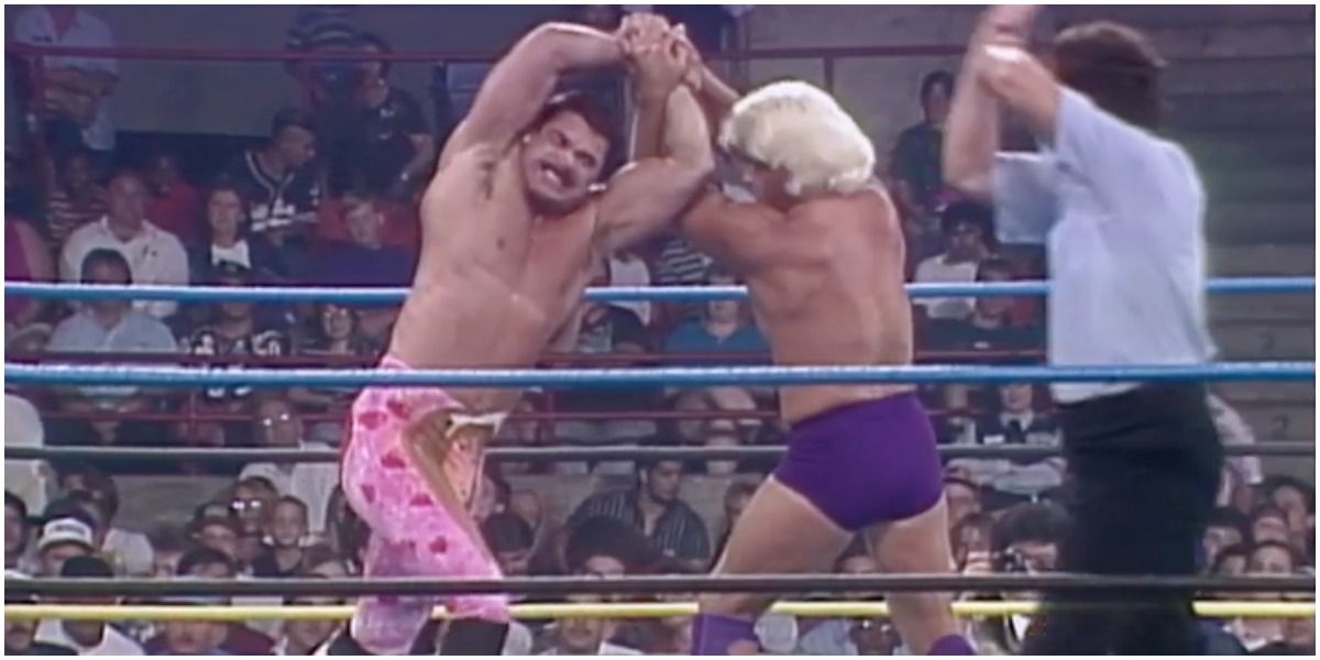 WCW Rick Rude Locked Up With Ric Flair