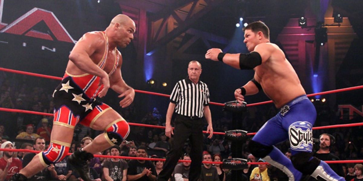 AJ Styles vs kurt angle