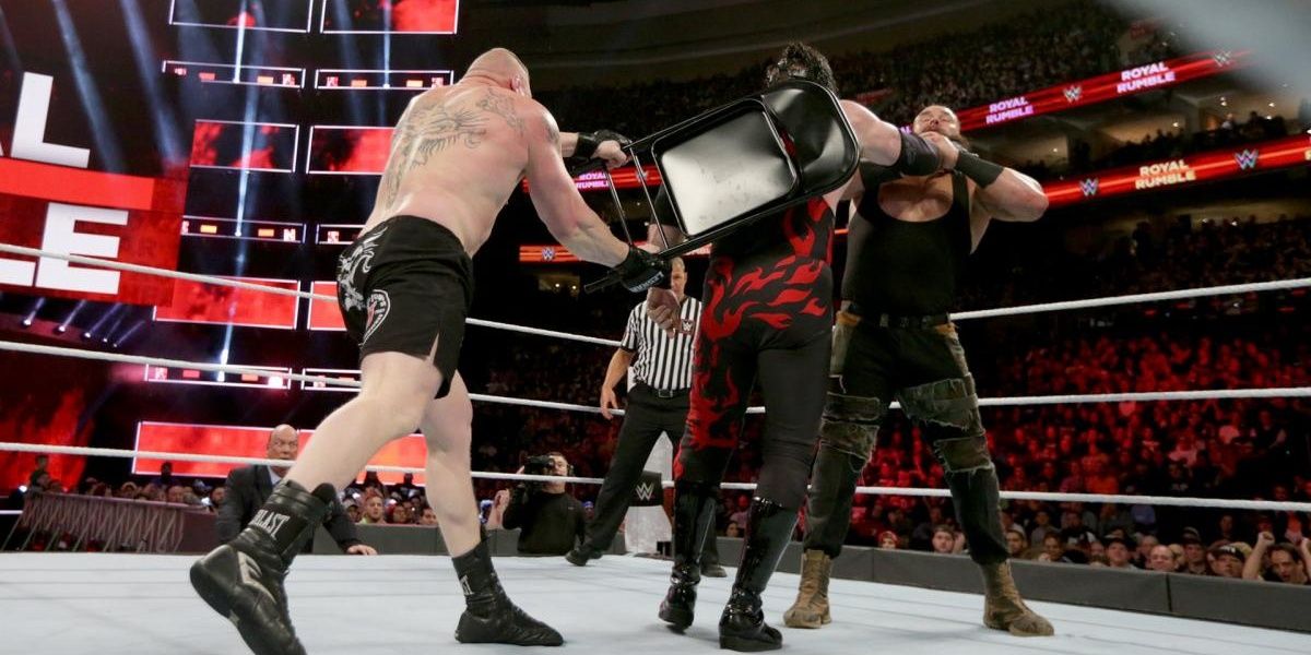 Kane vs. Brock Lesnar vs. Braun Strowman (Royal Rumble, 2018)