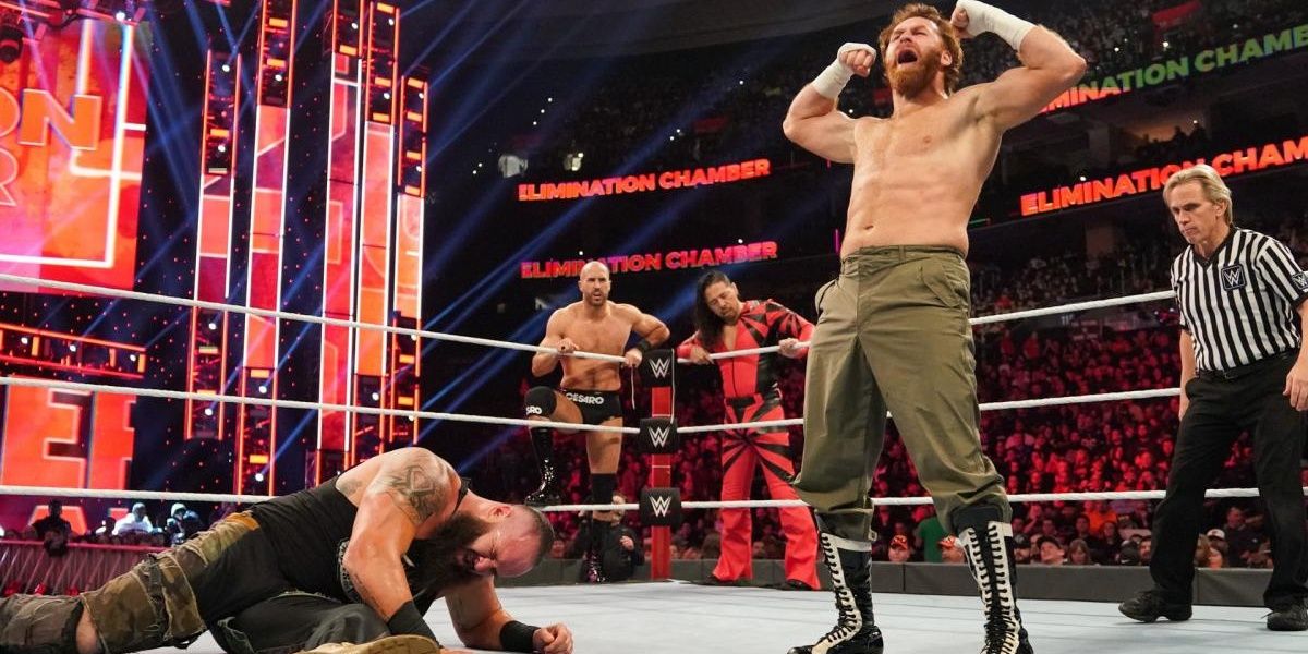 Sami Zayn, Shinsuke Nakamura and Cesaro v Braun Strowman Elimination Chamber 2020