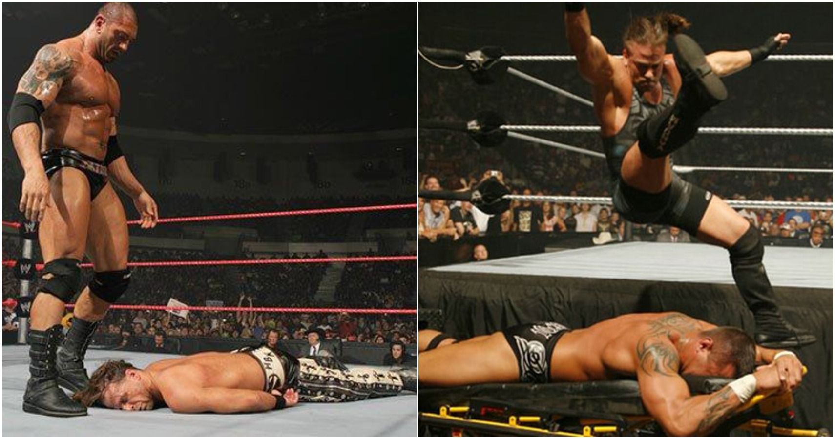 Stretcher Match: Batista vs HBK, RVD vs Orton