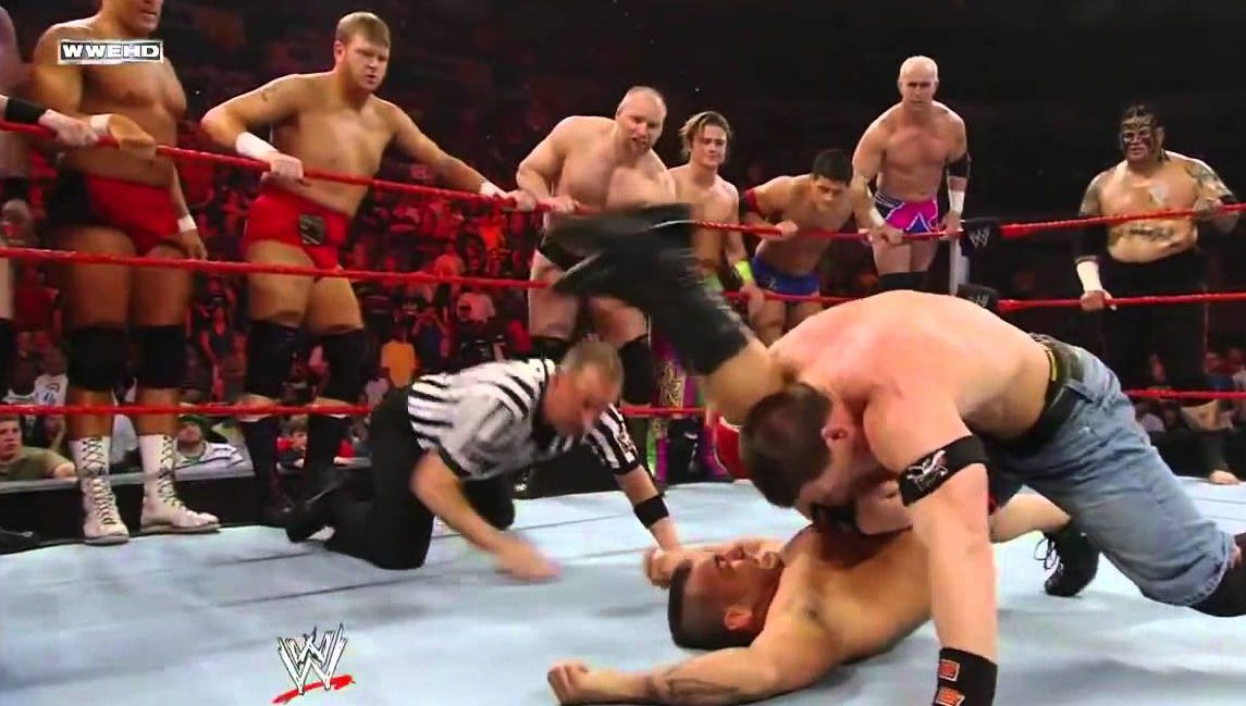 John Cena and Randy Orton vs. the entire Raw roster