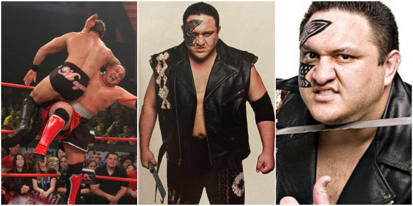 Split-screen images of Samoa Joe in TNA.