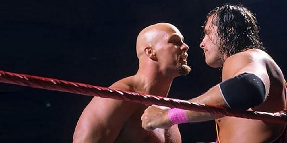 Steve Austin and Bret Hart face to face