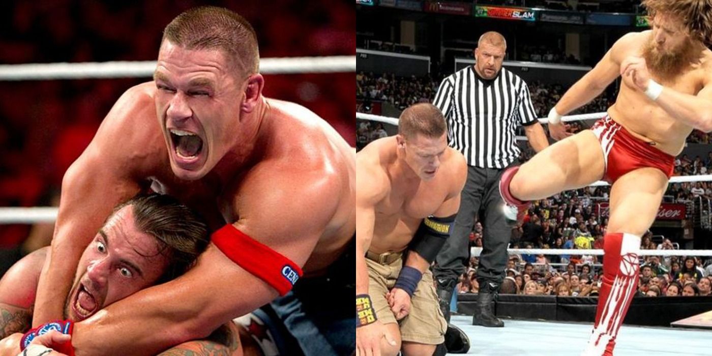 John Cena vs CM Punk and Daniel Bryan.