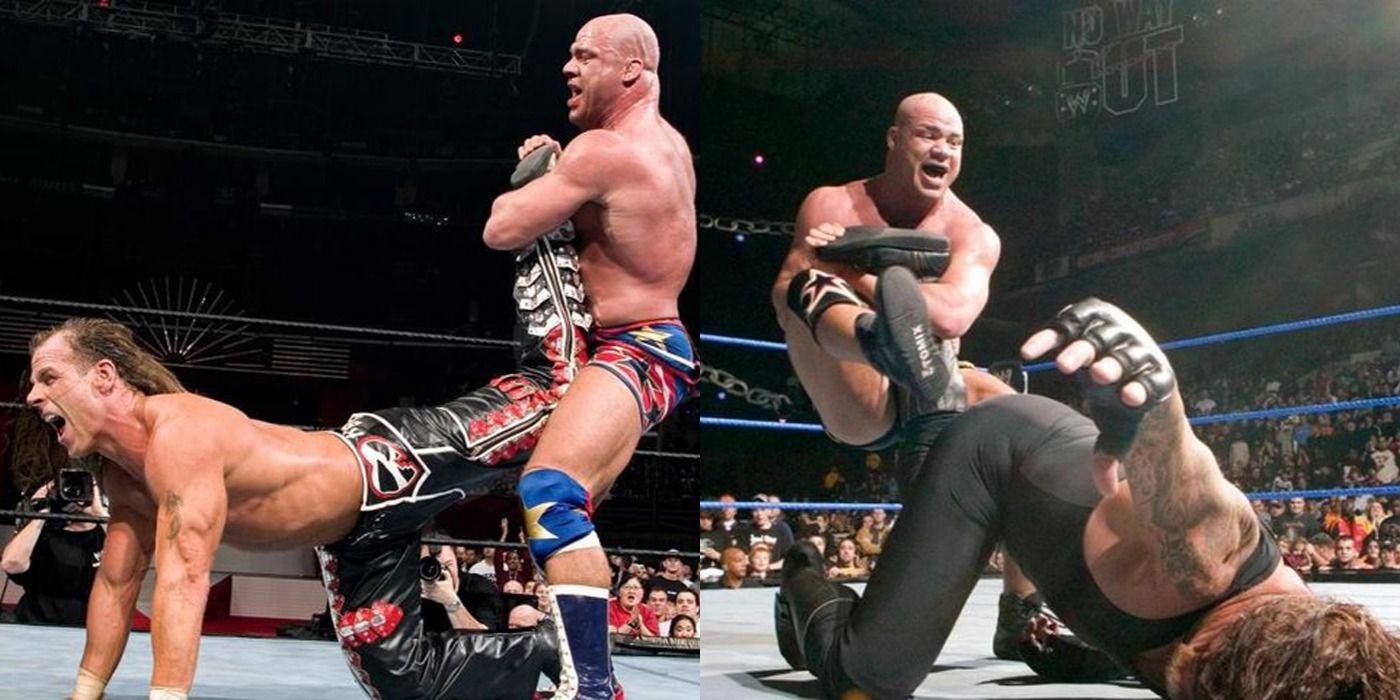 Kurt Angle vs Shawn Michaels and Undertaker.