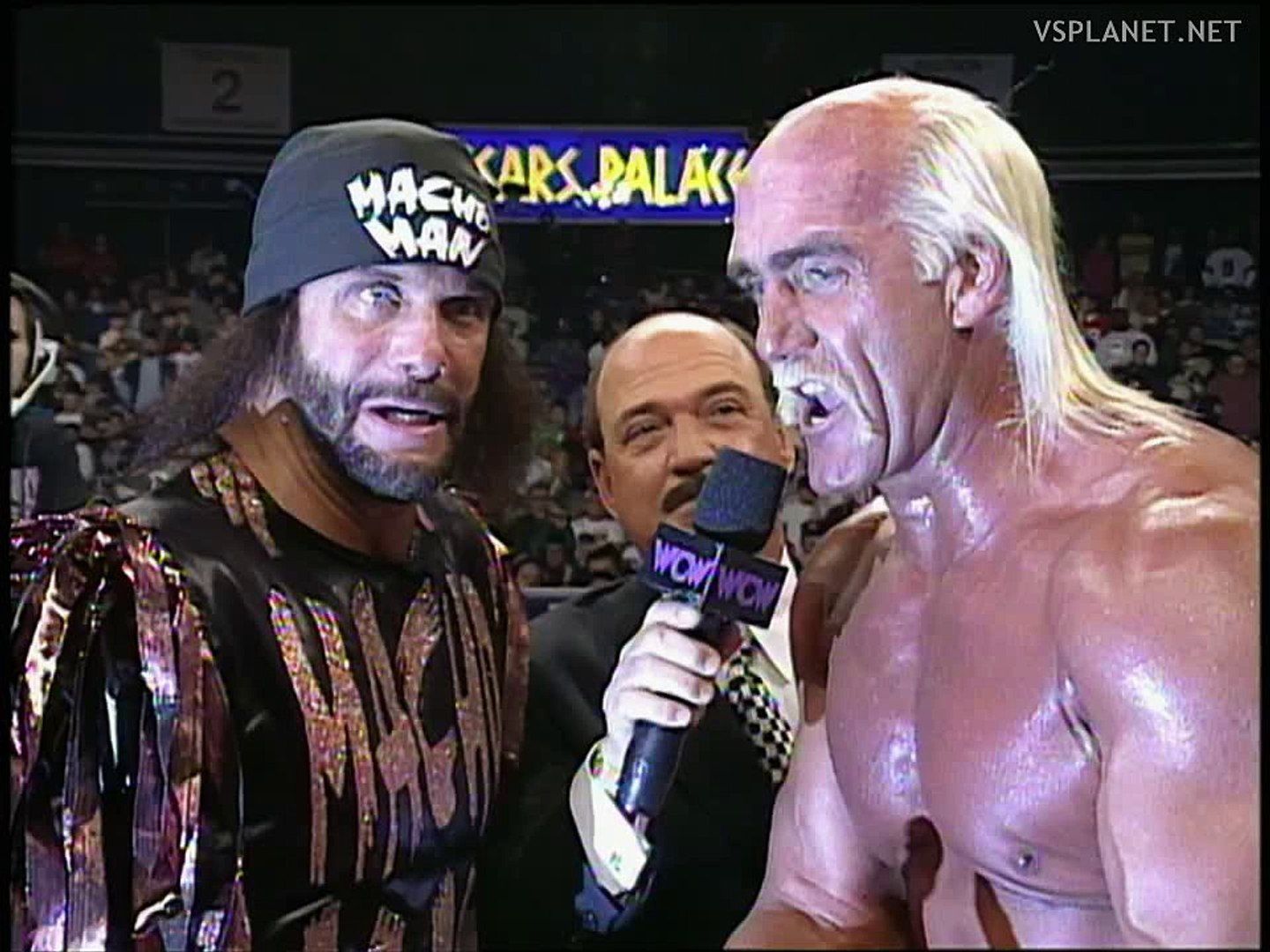 Hollywood Hogan cuts promo next to Randy Savage