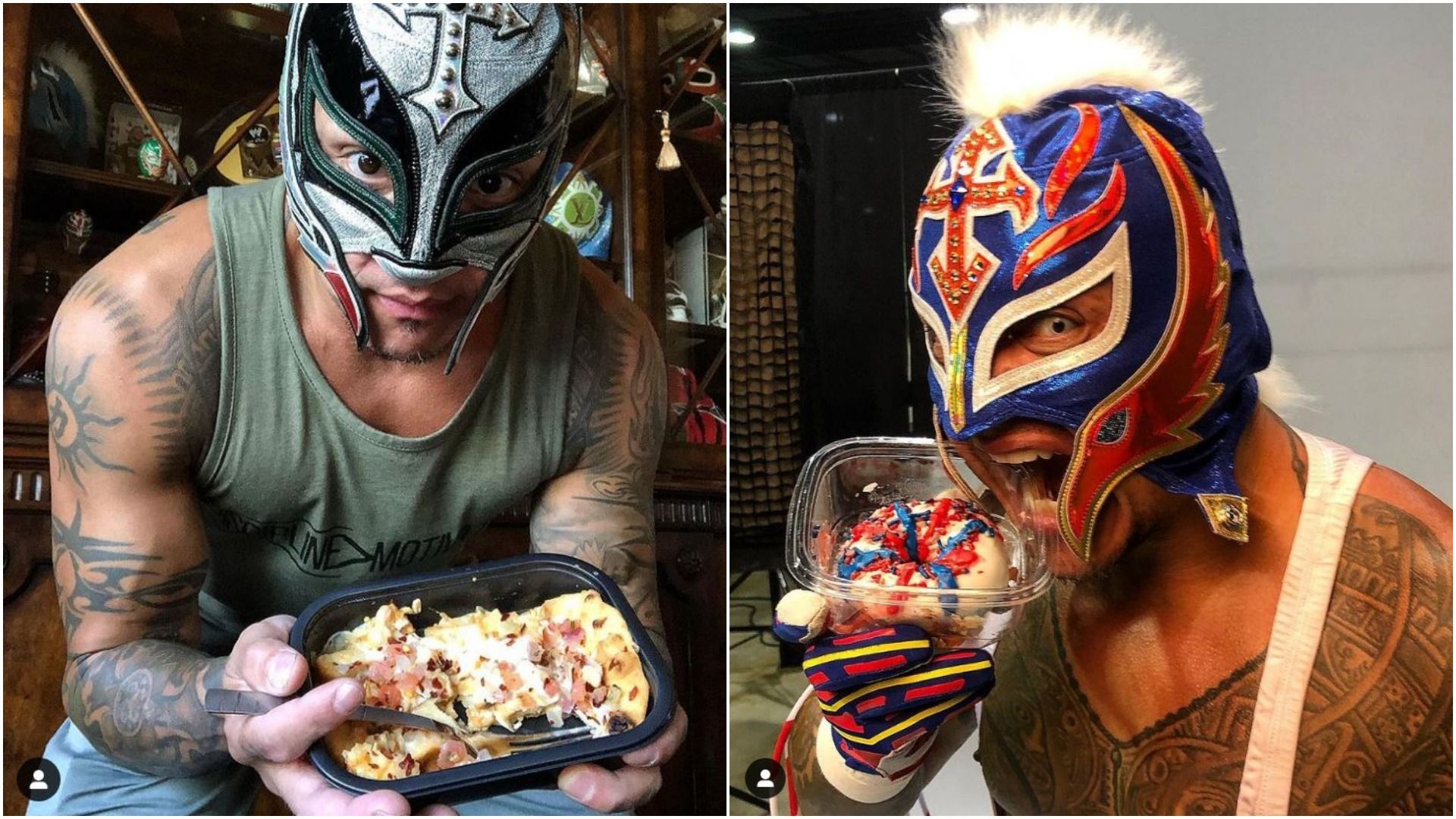 Rey Mysterio Eating Food Collage