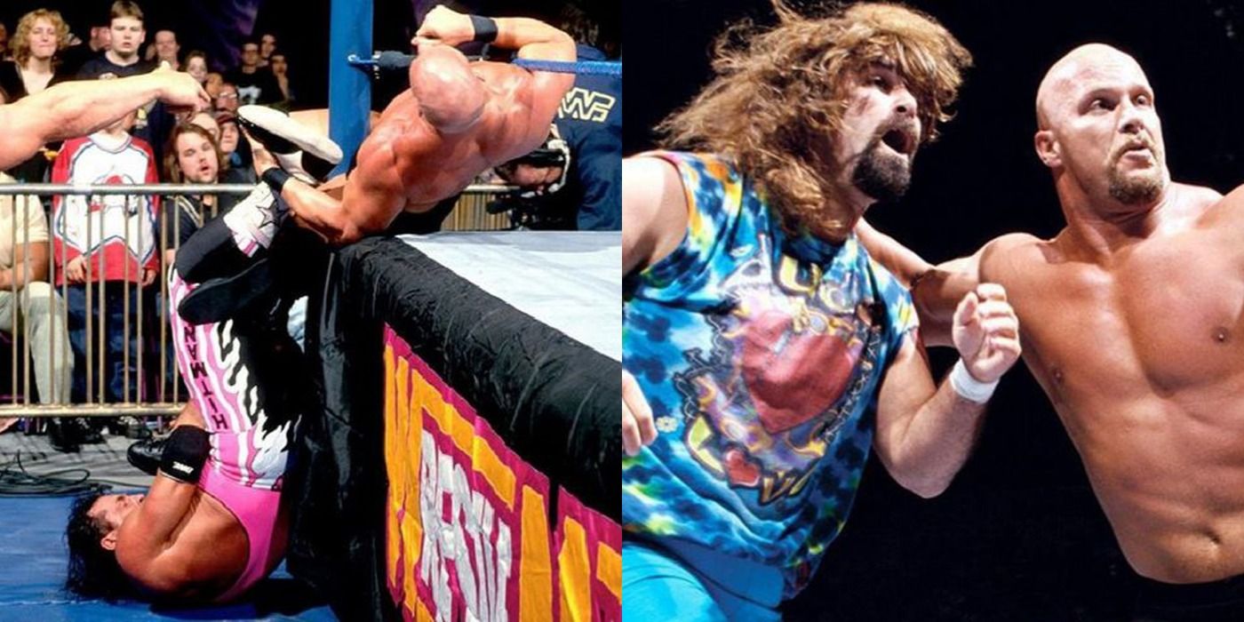 Steve Austin vs Bret Hart and Dude Love.
