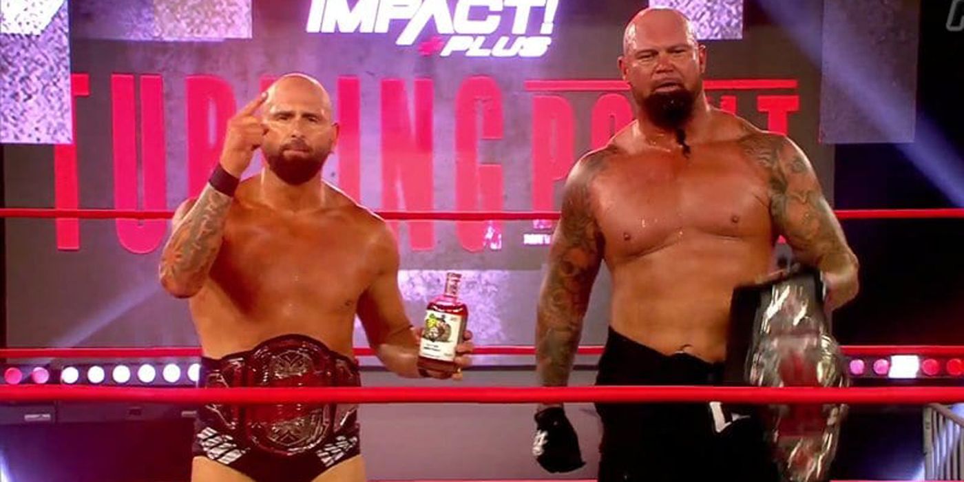The Good Brothers in an Impact Wrestling ring.