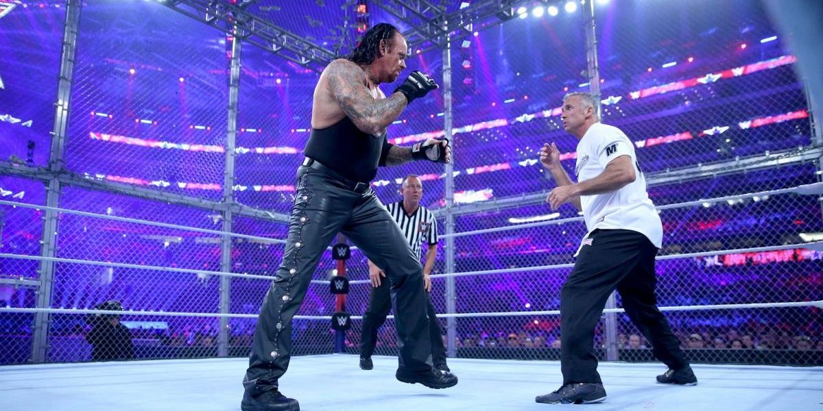 Shane McMahon squaring off against The Undertaker