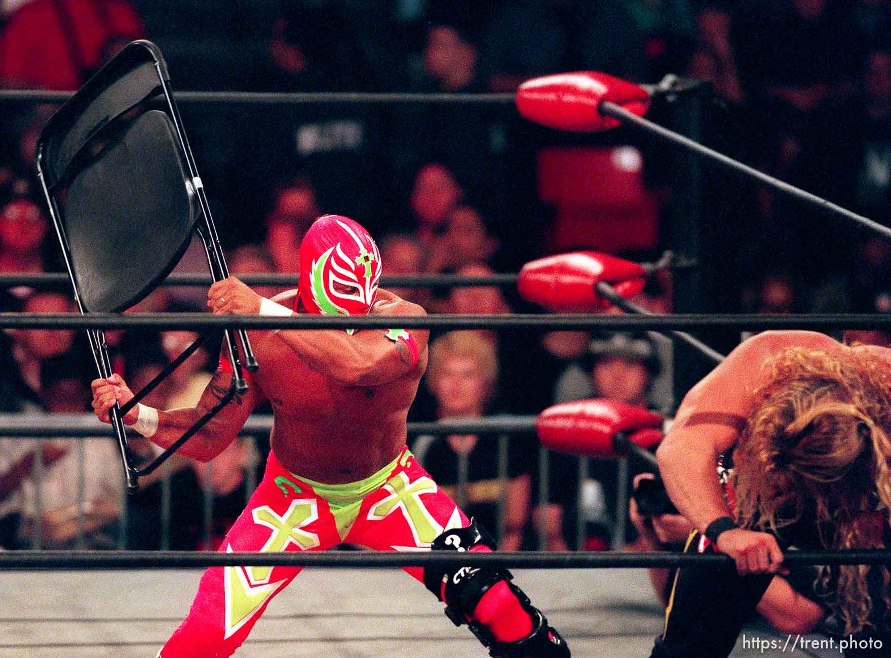 Rey Mysterio Jr. and Chris Jericho at WCW's Bash at the Beach.