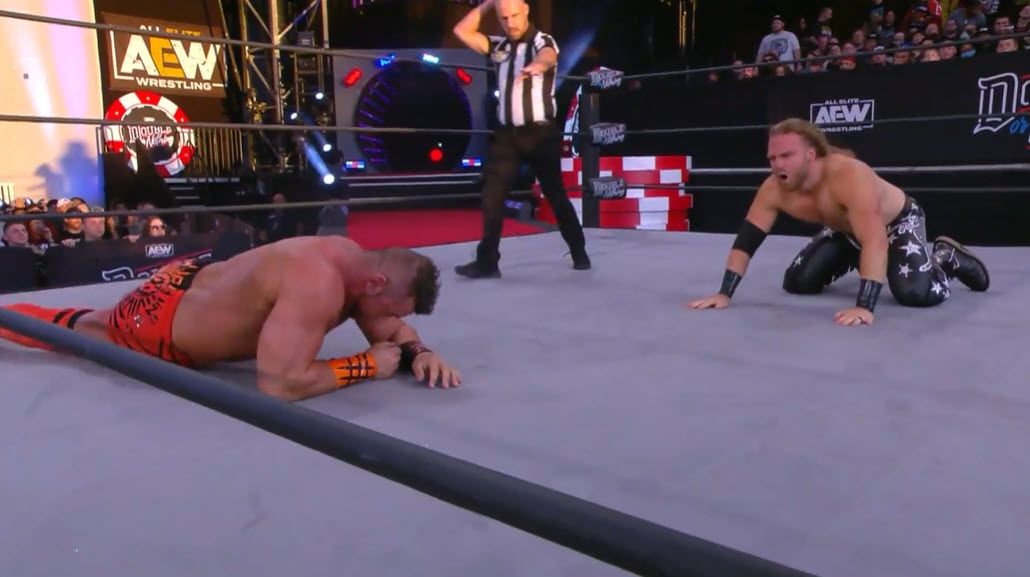 AEW stars Adan Page and Brian Cage during their 2021 Double OR Nothing match