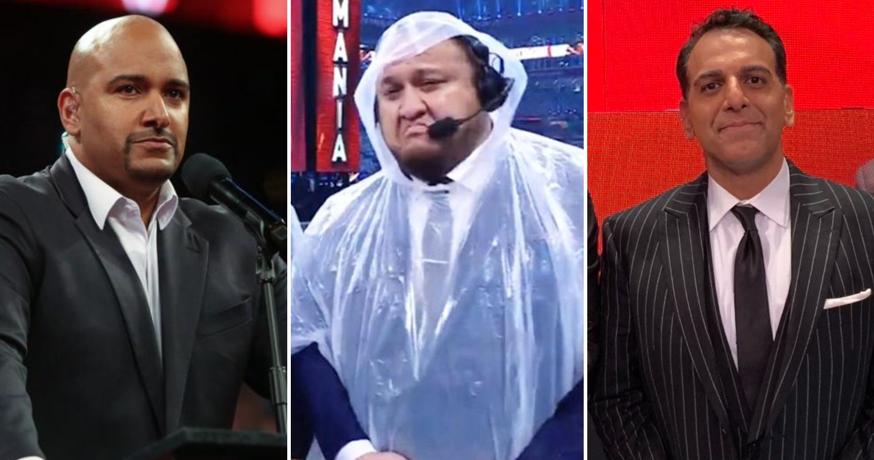 former WWE broadcasters jonathan coachman, samoa joe, and adnan virk