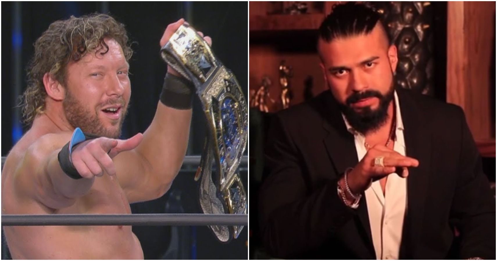 omega holding title and andrade split image