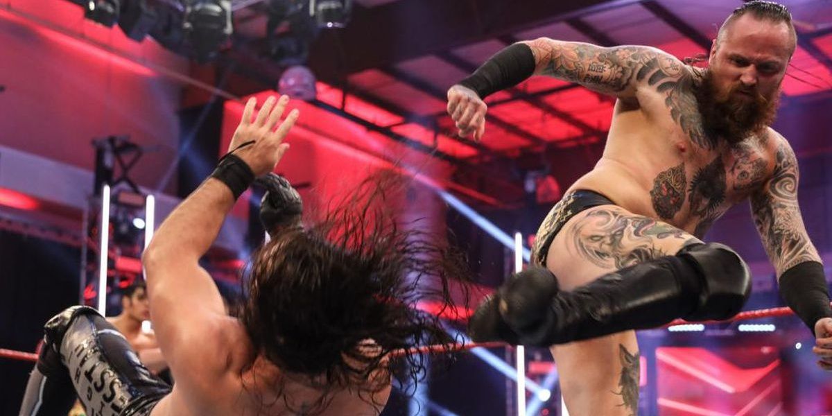 Aleister Black and Humberto Carrillo vs Seth Rollins and Murphy 