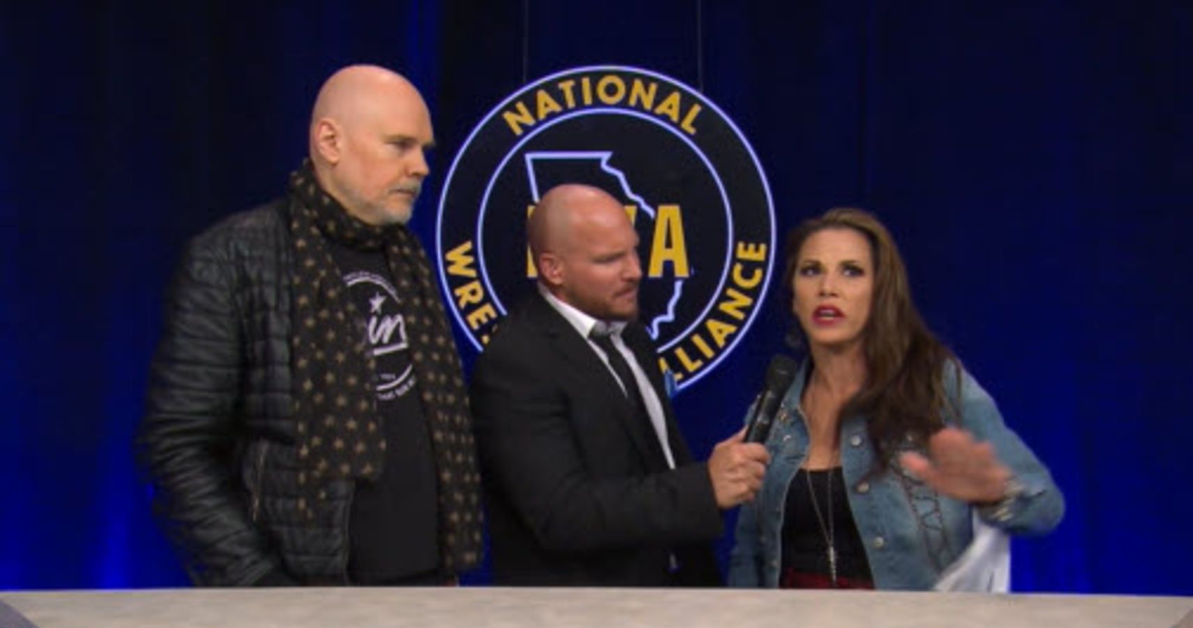 NWA President Billy Corgan with former WWE Superstar Mickie James