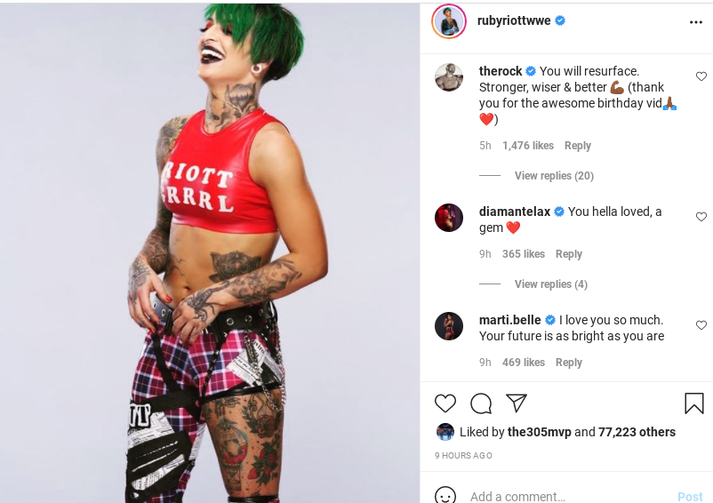 The Rock Sends Encouraging Message To Ruby Riott Following Release From WWE