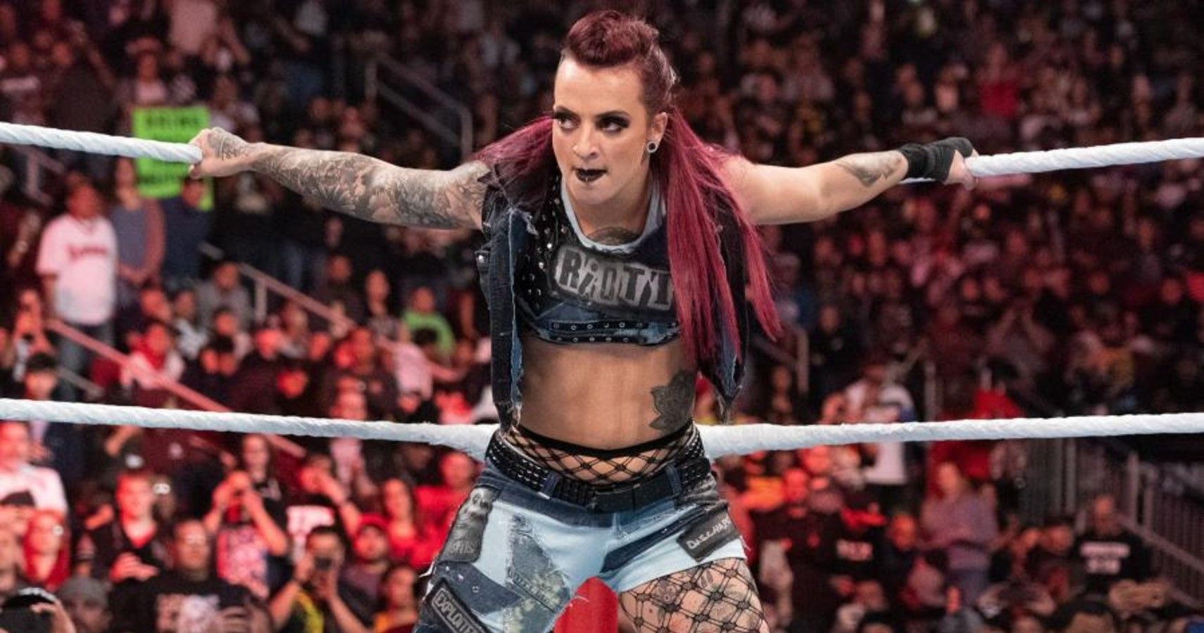 Former WWE Superstar Ruby Riott in the ring during a WWE event
