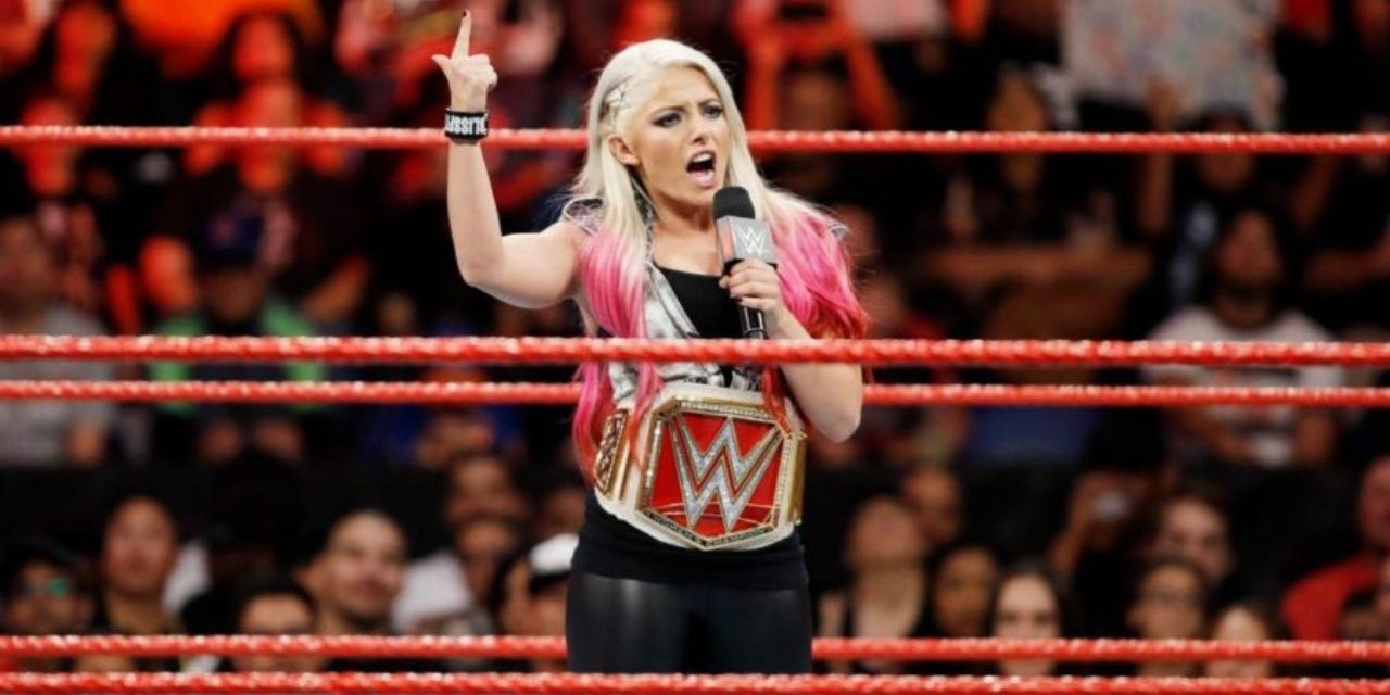Alexa Bliss as Raw Women's Champion cutting a promo 