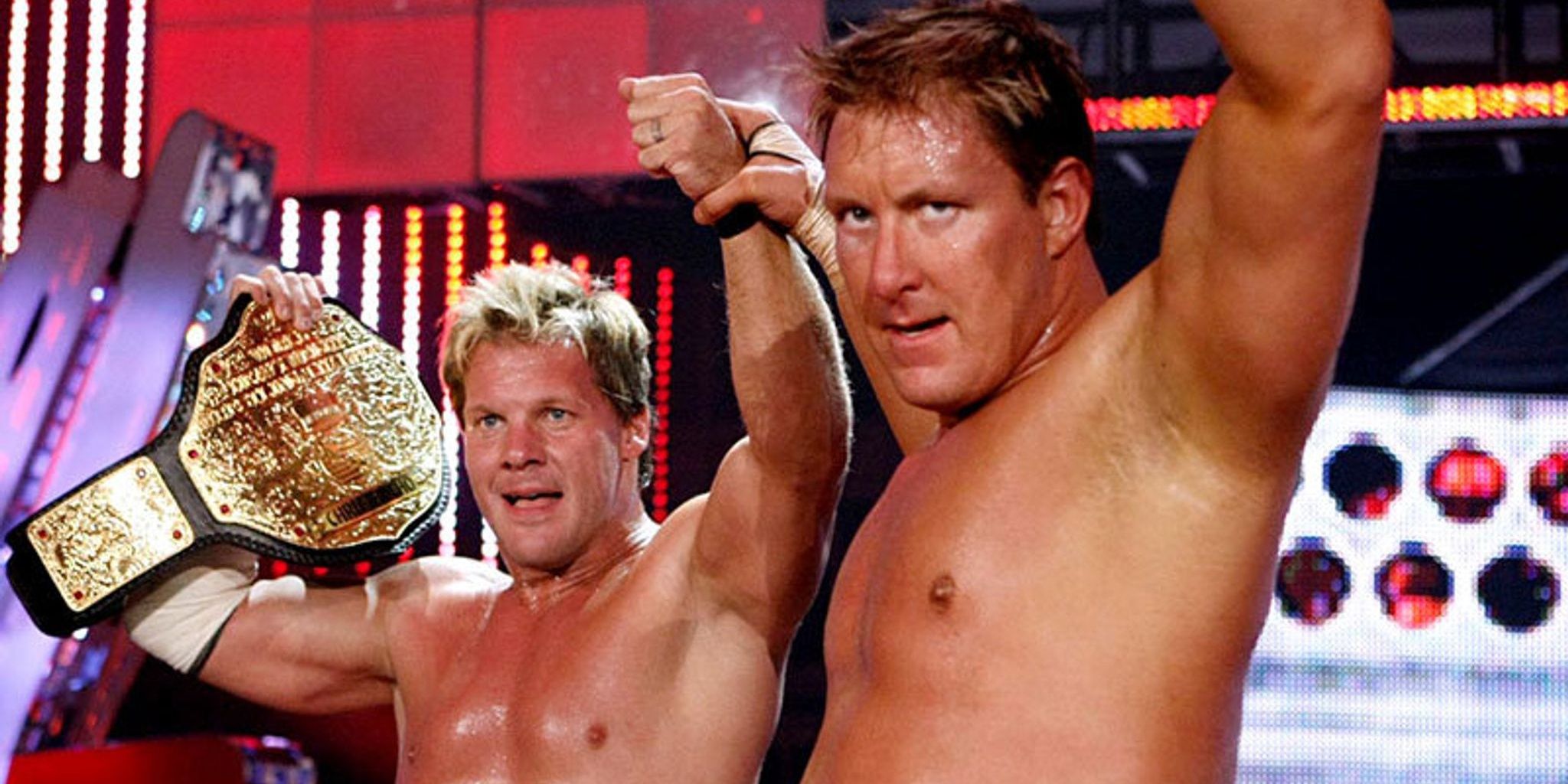 Chris Jericho and Lance Cade together celebrating