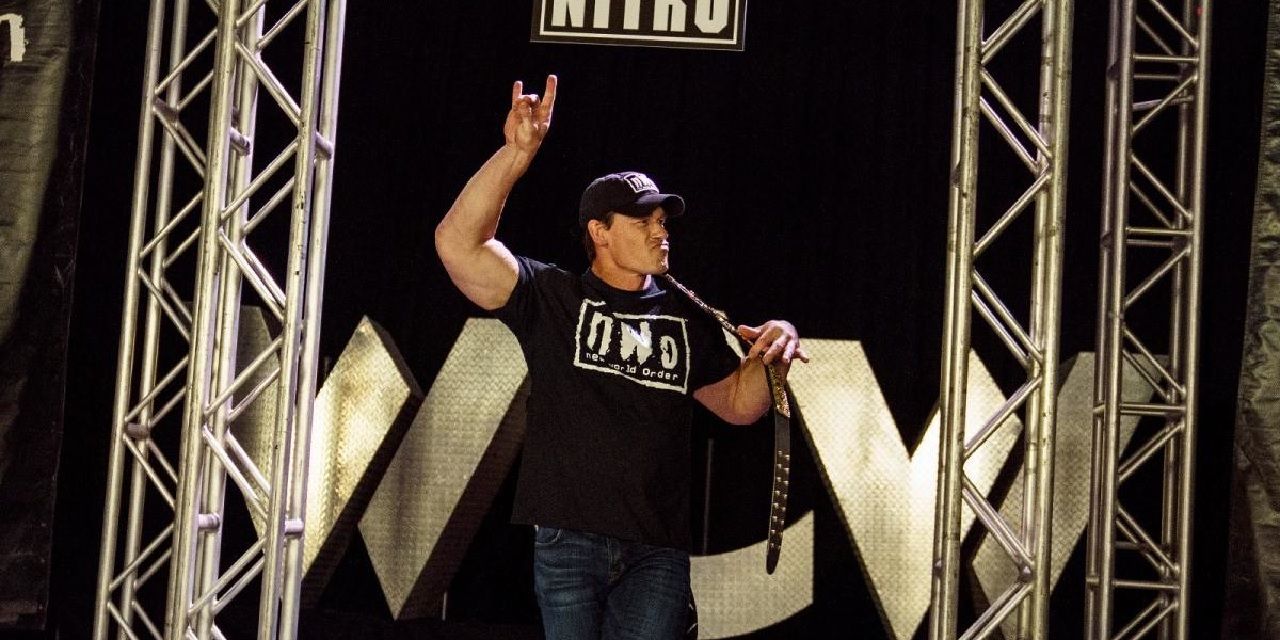 John Cena wearing an NWO Shirt