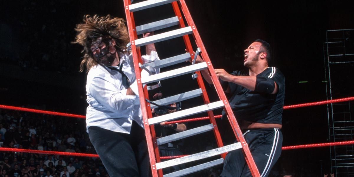Mick Foley vs The Rock in a Ladder Match