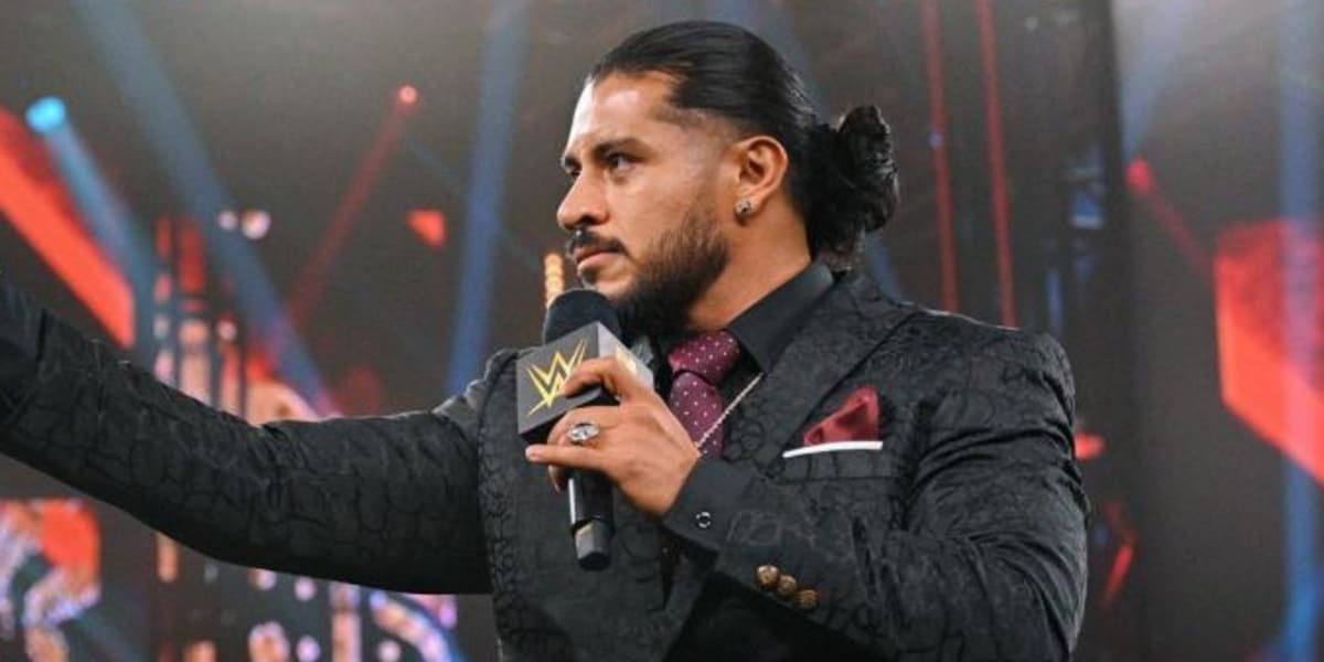 Santos Escobar cutting a promo in NXT