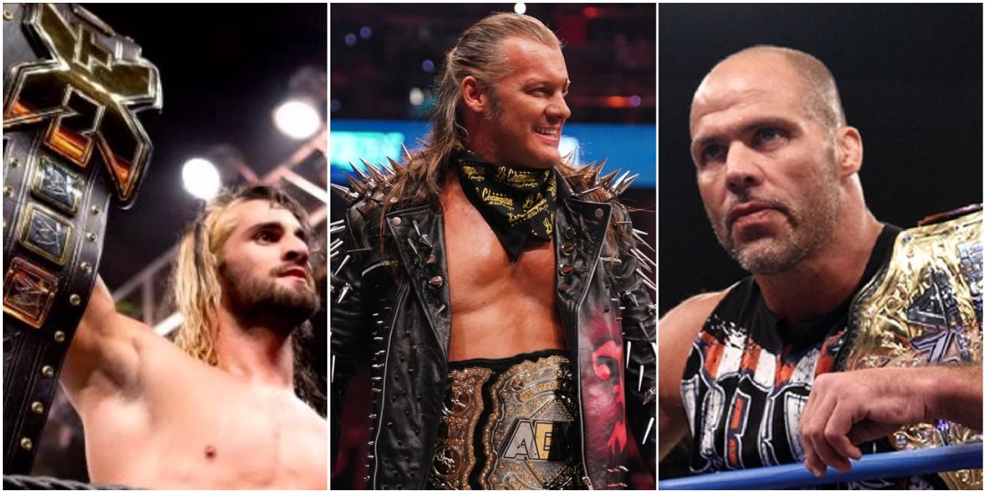 Seth Rollins, Chris Jericho and Kurt Angle