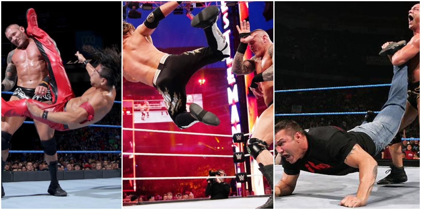 Shinsuke Nakamura kick to Randy Orton, AJ Styles step up inziguiri to Randy Orton, Kurt Angle Ankle Lock to Randy Orton